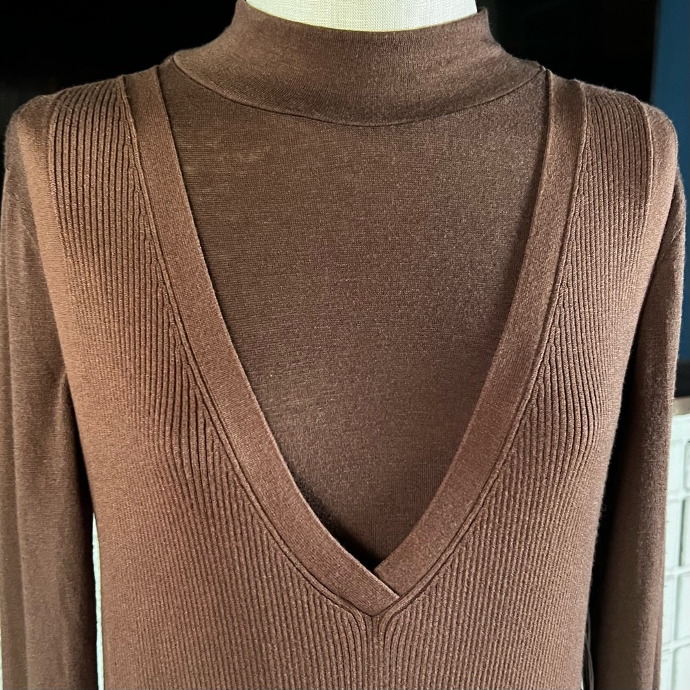 Anthropologie Daily Practice Slim V-Neck Two Piece Knit Dress Set M - Picture 4 of 14